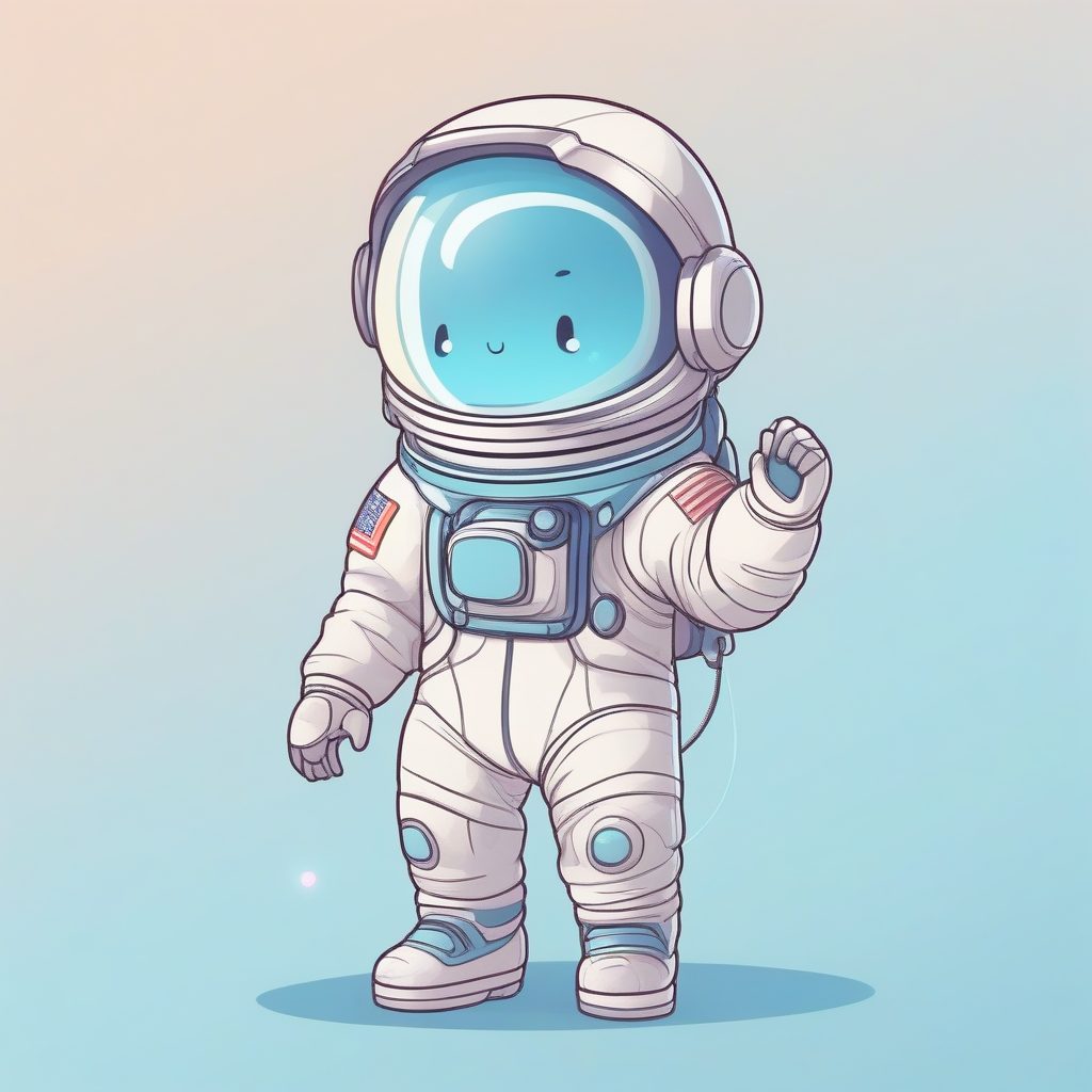 梦幻星际：可爱Q版宇航员男孩全身插画，纯色背景