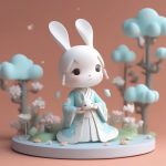 梦幻云城系列:抱着玉兔的Q版汉服少女高精度3D模型图 7 meng huan yun cheng xi lie bao zhe yu tu de q ban han fu shao nyu gao jing du 3d mo xing tu