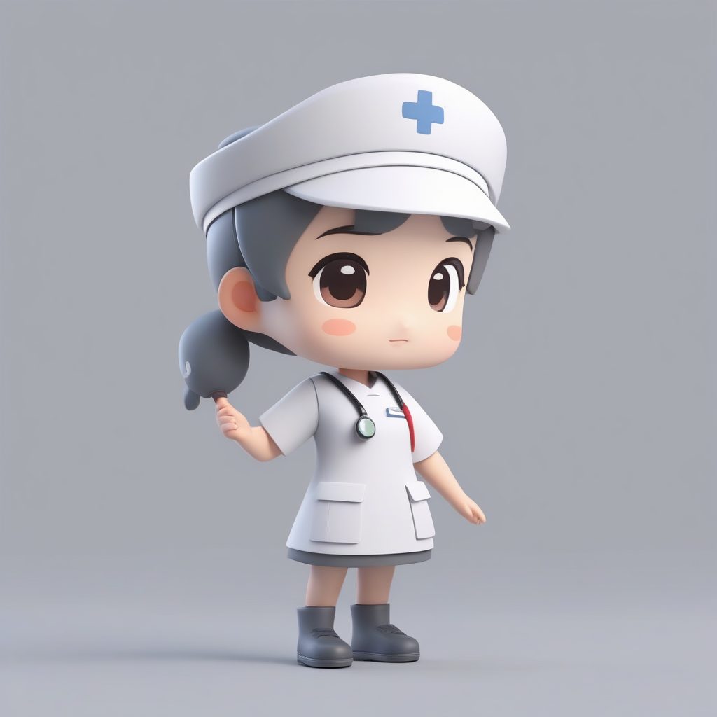 萌系3D：Q版护士手持病历夹，认真负责的卡哇伊造型