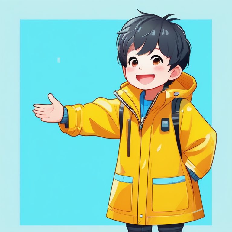 萌系Q版男孩:穿黄色雨衣的小朋友