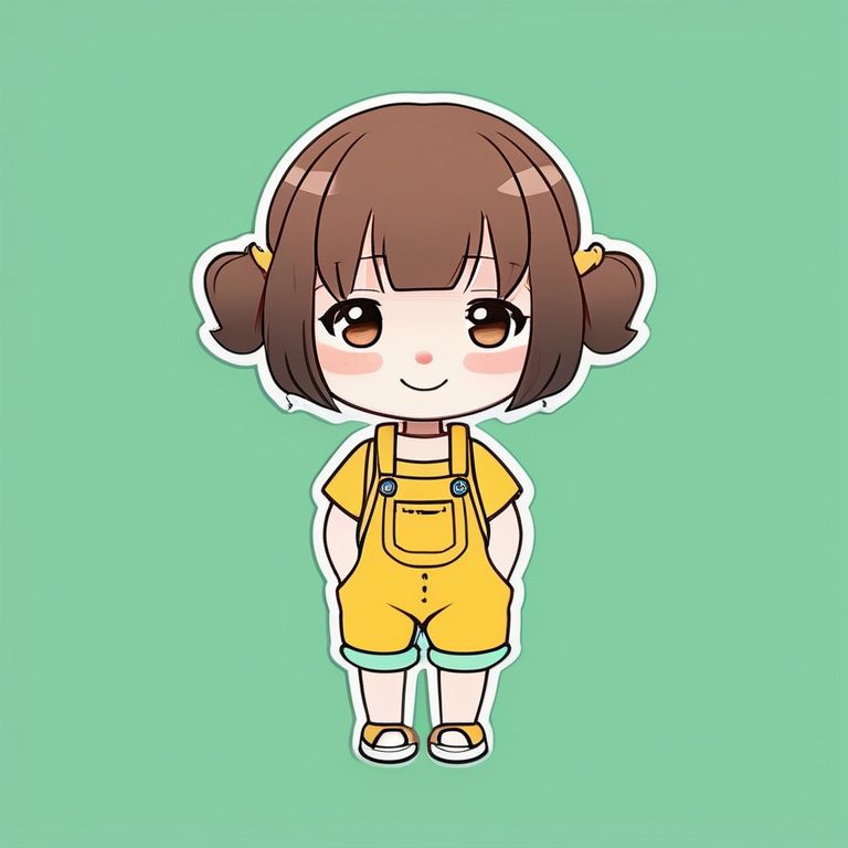 萌系Q版女孩全身极简插画