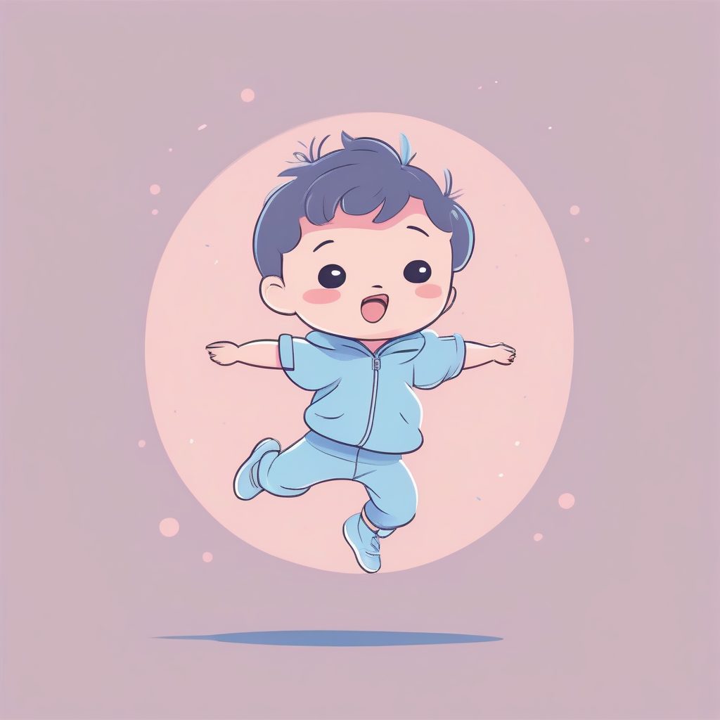 萌系涂鸦风Q版男孩：夸张兴奋跳跃，温柔马卡龙色调插画