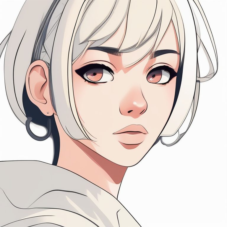 米白底色极简混血风女孩肖像