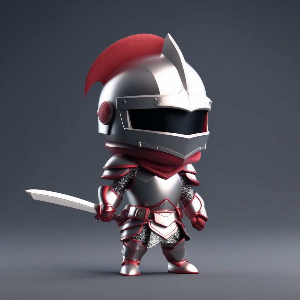 迷你骑士Q版:C4D高细节全身站立渲染,暗红色纯色背景提示词 3 迷你骑士Q版:C4D高细节全身站立渲染,暗红色纯色背景提示词