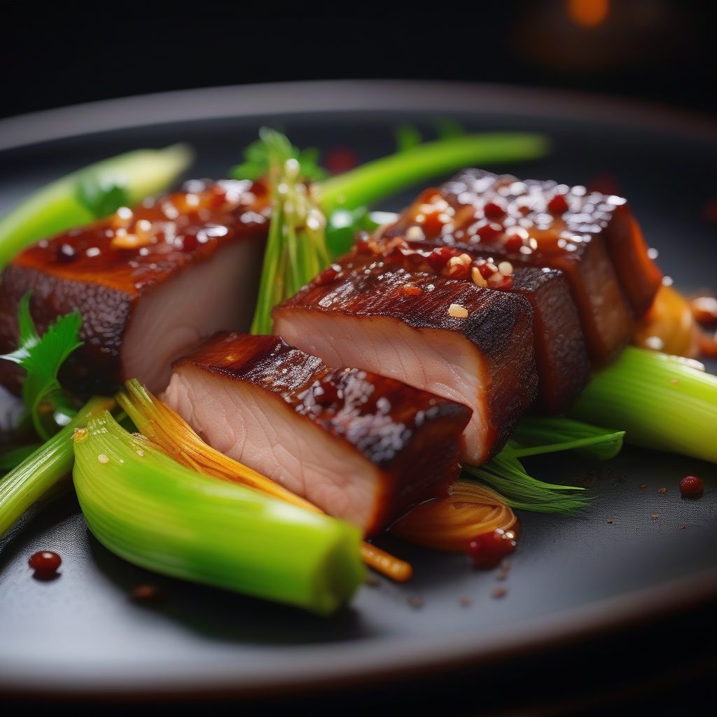 米其林风味回锅肉:美食特写与蒸汽效果AI提示词 8 米其林风味回锅肉:美食特写与蒸汽效果AI提示词