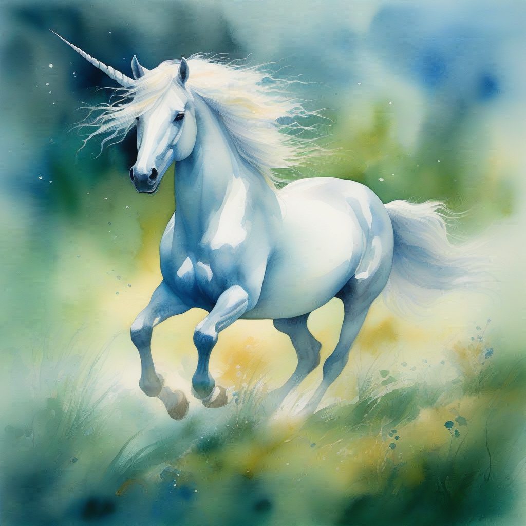 迷雾独角兽:湿画法与空灵光线的幻想水彩艺术 5 迷雾独角兽:湿画法与空灵光线的幻想水彩艺术