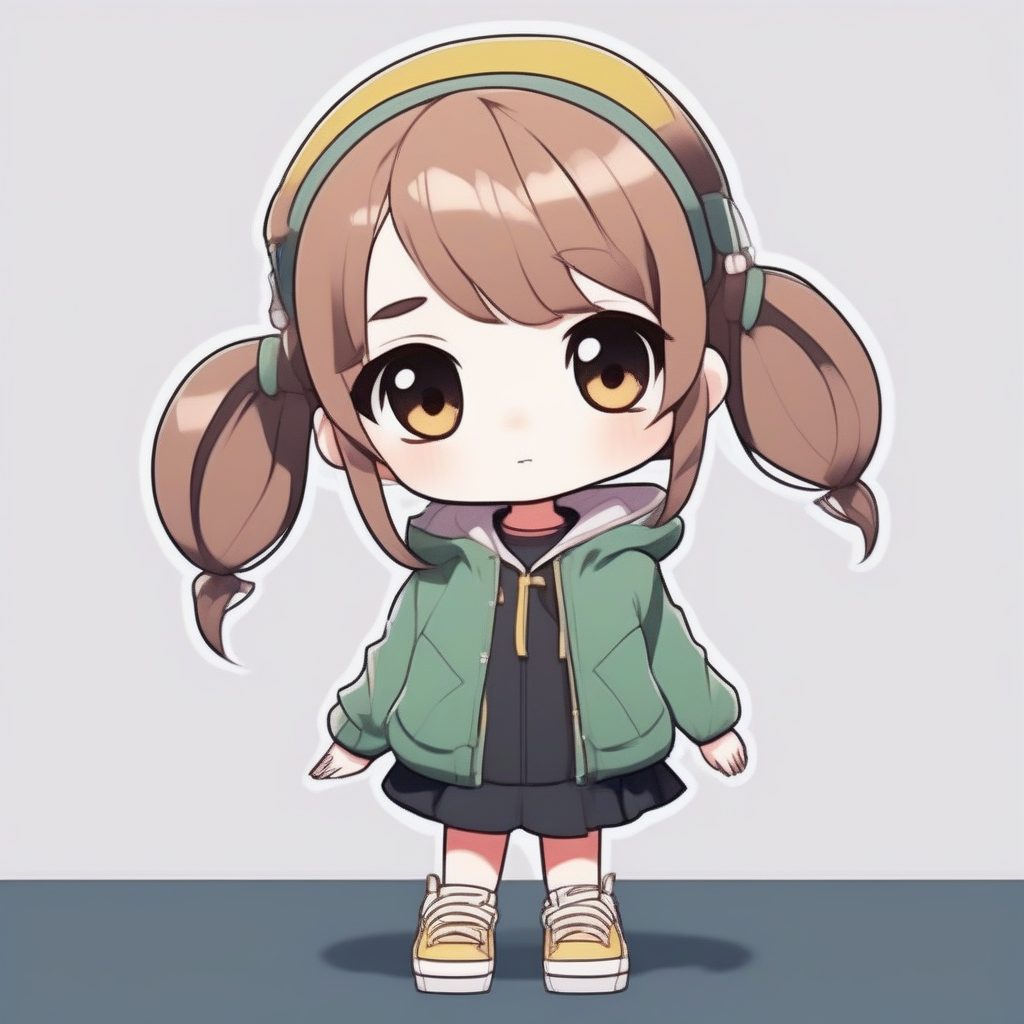 Midjourney提示词秘籍:纯色背景下潮流Q版女孩的Cel Shading全身渲染 1 Midjourney提示词秘籍:纯色背景下潮流Q版女孩的Cel Shading全身渲染