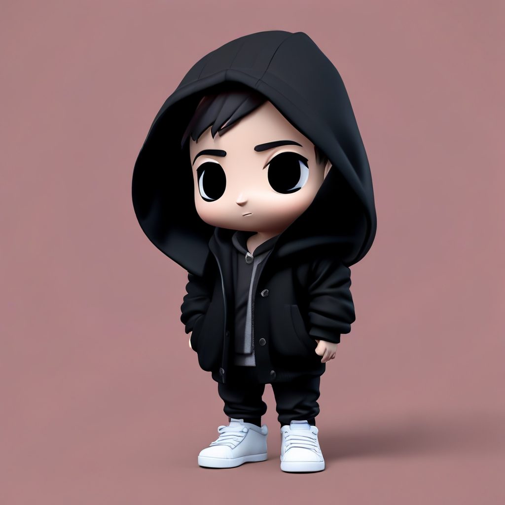 Midjourney卫衣男头:C4D粘土风潮牌卫衣盲盒手办全身站立生成