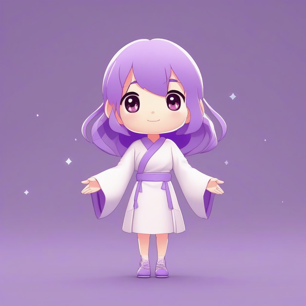 魔法启动：双手张开的奇幻Q版角色