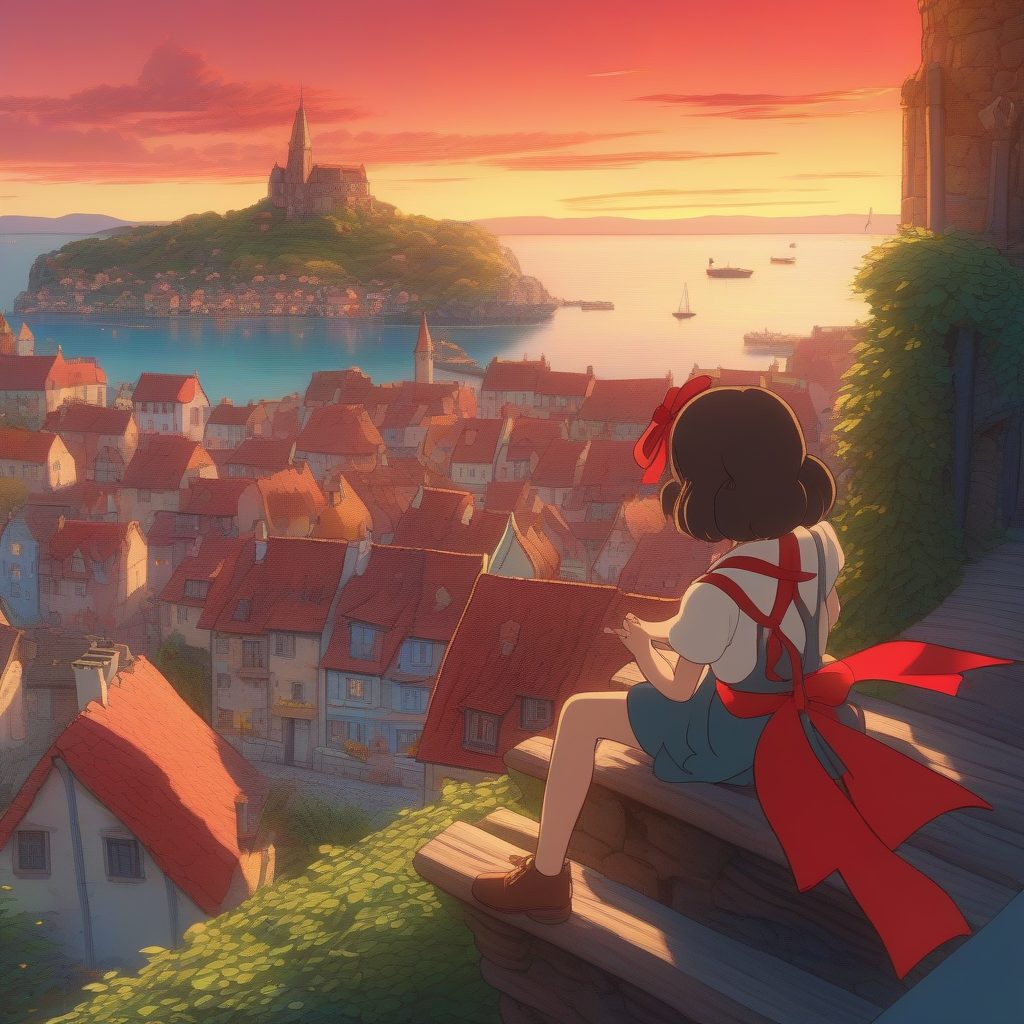 魔法少女：在日落海滨小镇上空飞行