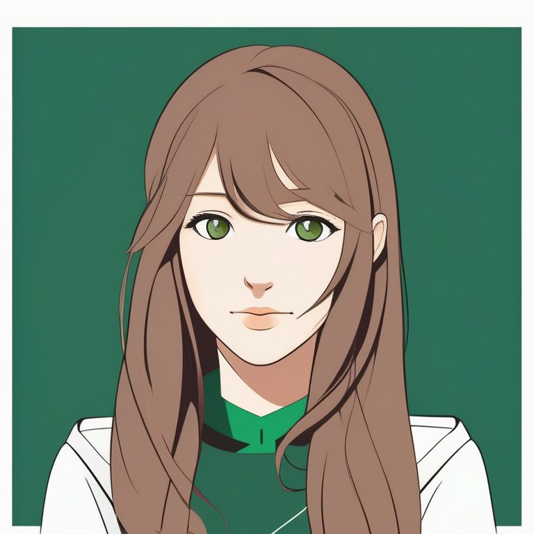 墨绿底色极简少女肖像