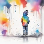 墨线勾勒的Q版角色:彩虹水滴流淌,抽象运动感 7 mo xian gou le de q ban jue se cai hong shui di liu tang chou xiang yun dong gan