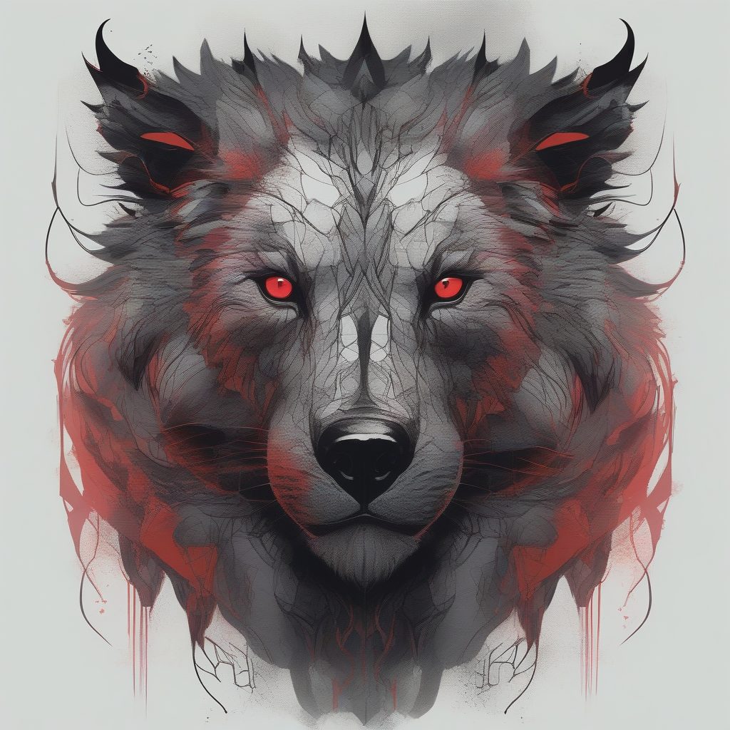 墨线下的幻象:绯红薄雾中的超现实野兽肖像 21 墨线下的幻象:绯红薄雾中的超现实野兽肖像