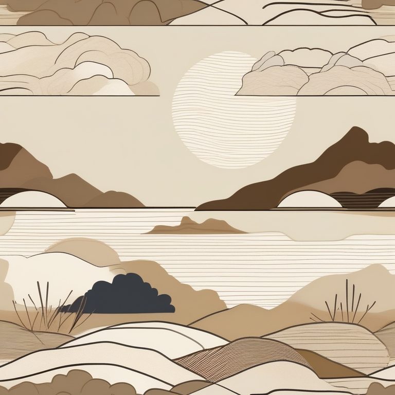 木刻风格极简抽象山脉壁纸