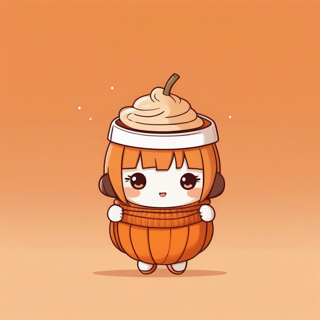 南瓜拿铁Q版萌娃:温暖色调,全身站立纯橙色背景AI提示词 3 南瓜拿铁Q版萌娃:温暖色调,全身站立纯橙色背景AI提示词