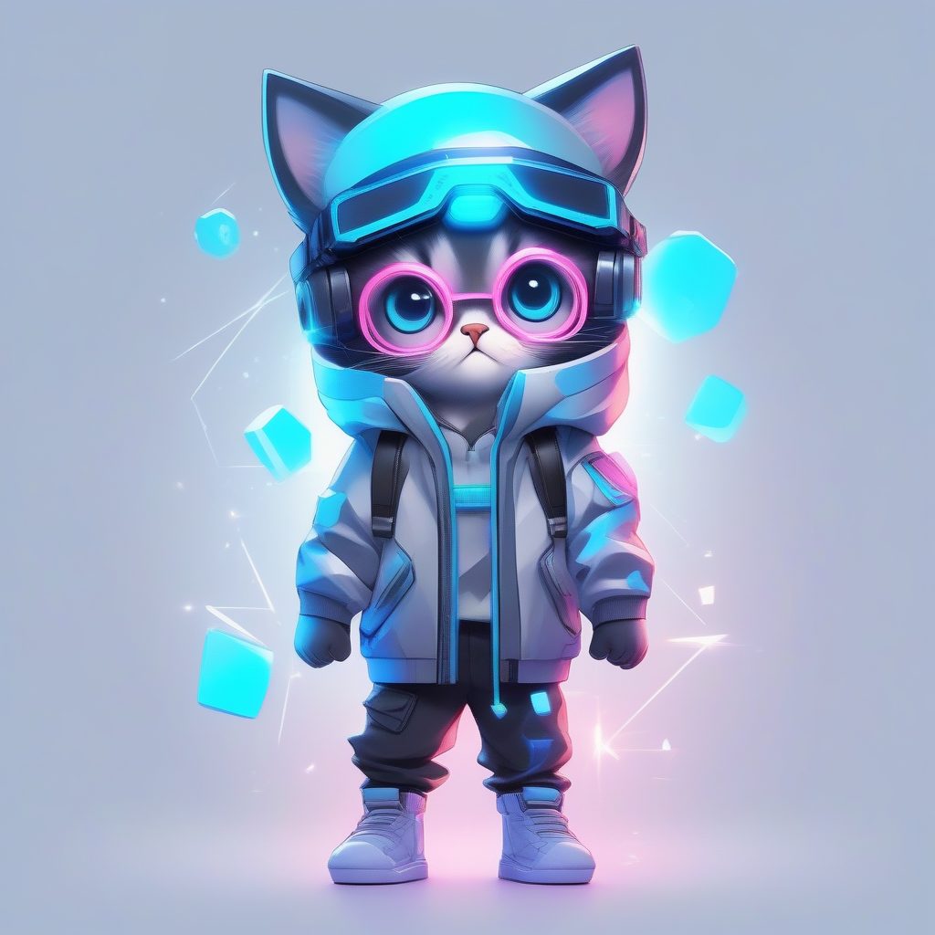 霓虹幻影：Q版赛博男孩的VR未来全息手办渲染