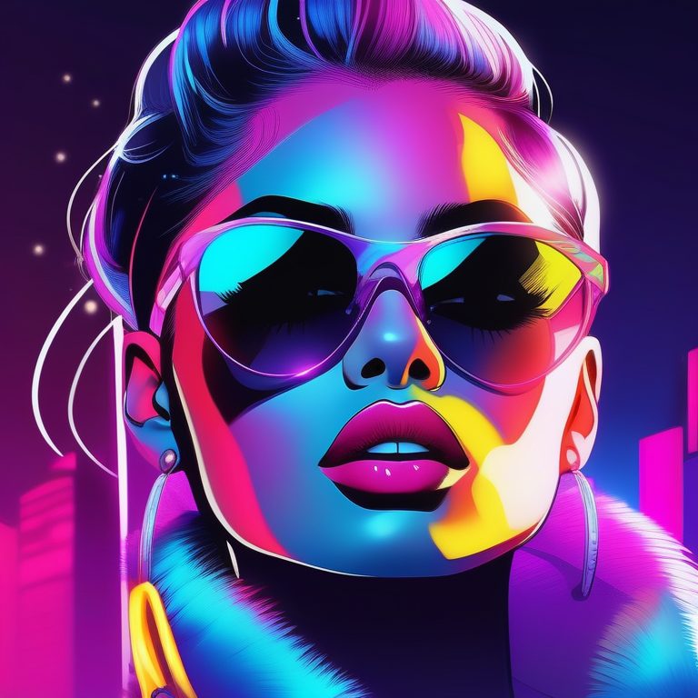 霓虹现代时尚特写女孩插画