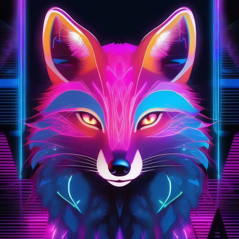 霓虹艺术狐狸特写肖像