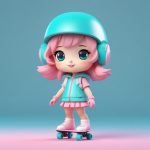 粘土3D盲盒复古溜冰女孩角色设计AI绘画提示词 5 nian tu 3d mang he fu gu liu bing nyu hai jue se she ji ai hui hua ti shi ci