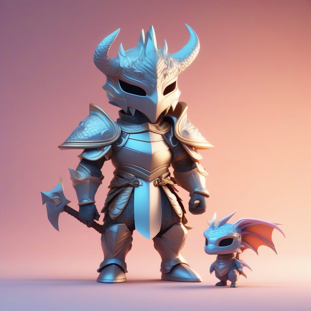 粘土材质Q版龙骑士：高细节8K光线追踪幻想风格提示词