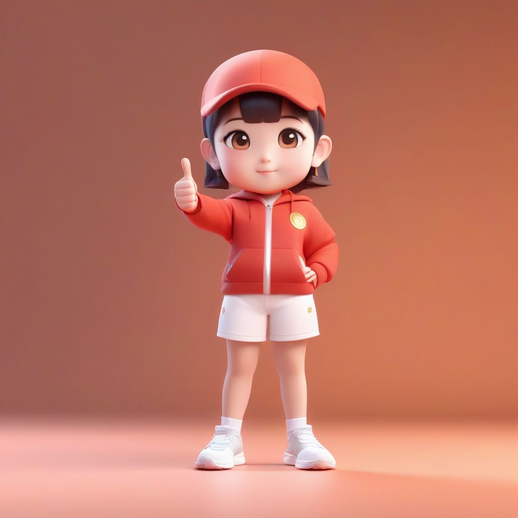 黏土风C4D：活力运动系女学生盲盒手办AI提示词