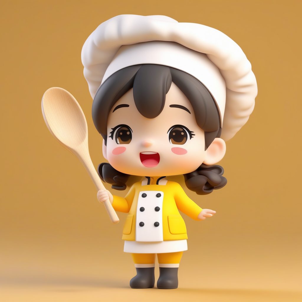粘土盲盒风Q版厨师女孩全身像AI绘图提示词 1 粘土盲盒风Q版厨师女孩全身像AI绘图提示词与SEO优化