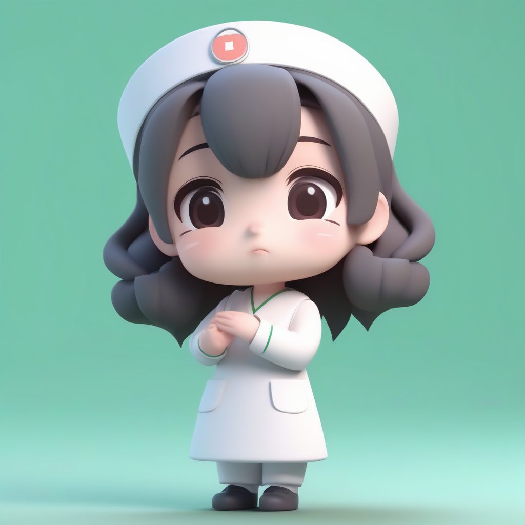 粘土质感：Q版护士在做“嘘”的手势，安静治愈