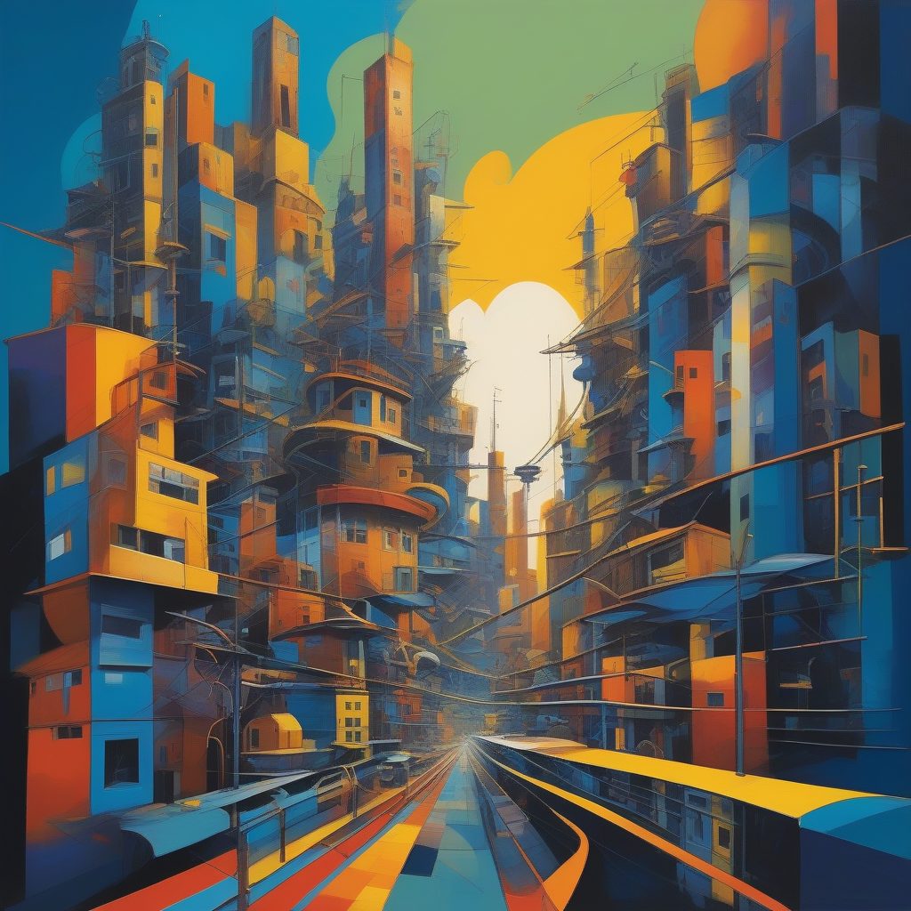 扭曲的机械城市景观:抽象与大胆线条的表现主义 7 扭曲的机械城市景观:抽象与大胆线条的表现主义