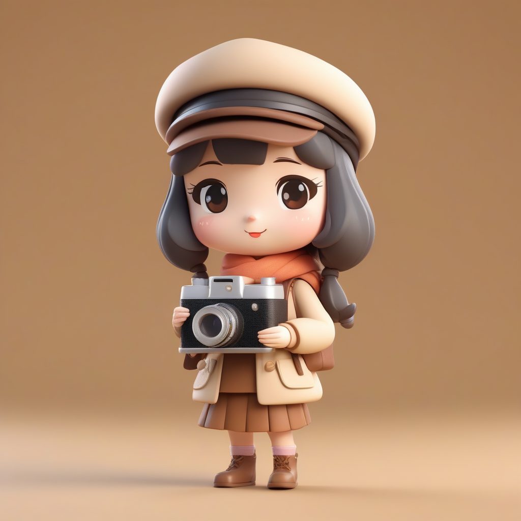 暖色系3D盲盒Q版摄影爱好者：粘土风AI角色生成