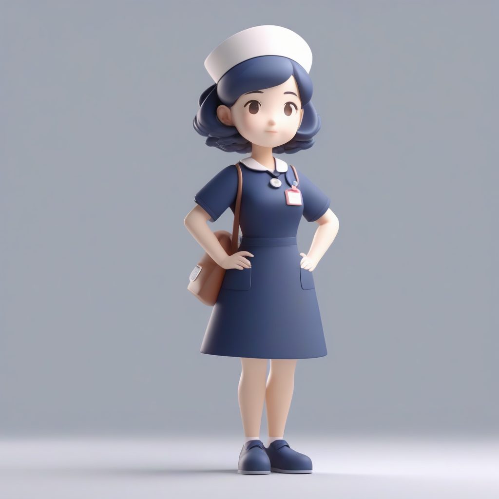 Octane高光：Q版护士羞涩低头，双手藏在背后