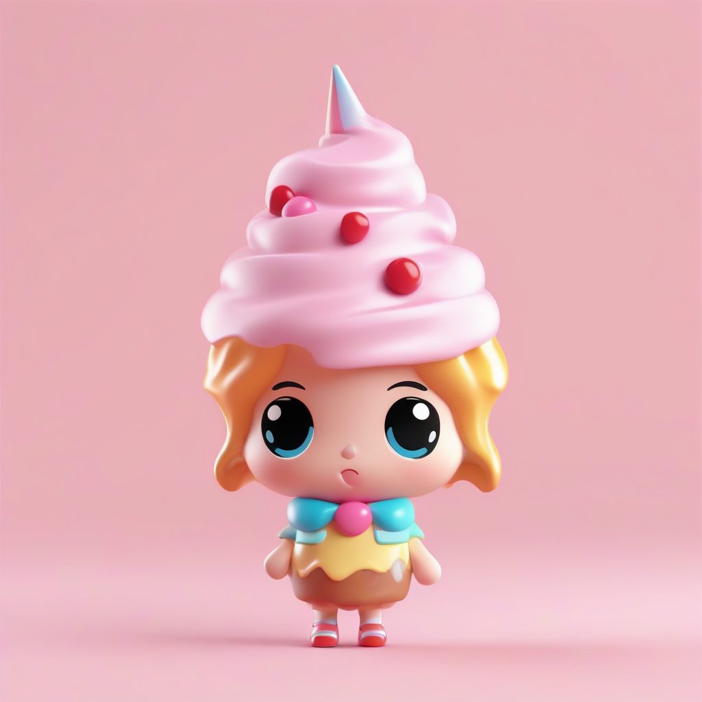 Octane高光泽Q版冰淇淋甜筒女孩：3D盲盒全身提示