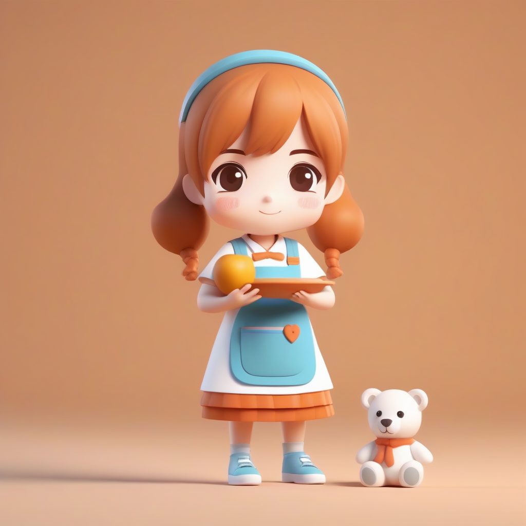 Octane盲盒:Q版学前班老师,抱着泰迪熊的全身粘土卡通