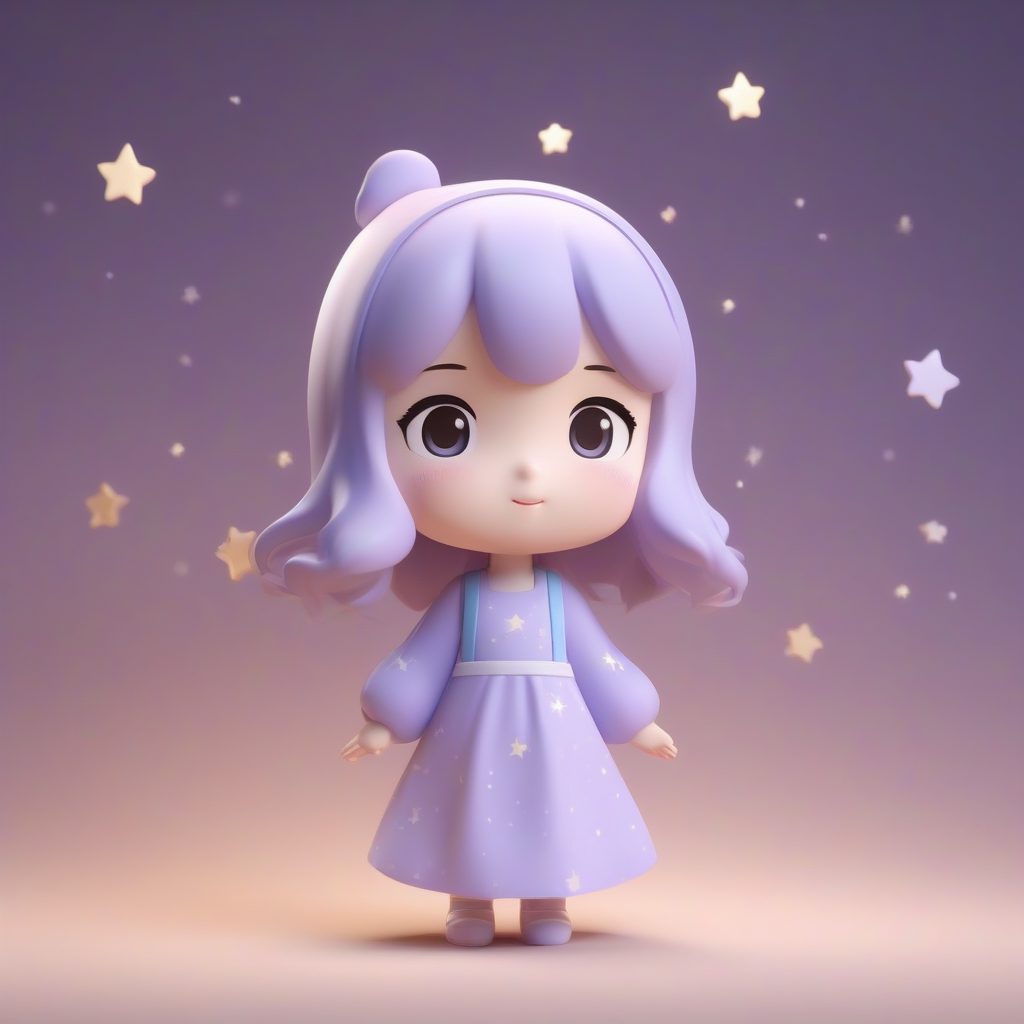 Octane柔光Q版星空女孩:梦幻盲盒全身站立,淡紫色纯色背景 1 Octane柔光Q版星空女孩:梦幻盲盒全身站立,淡紫色纯色背景