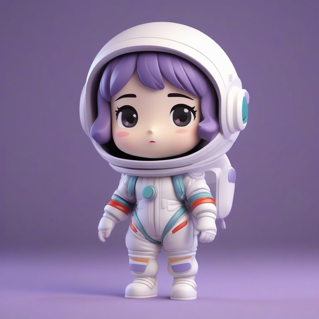 Octane渲染3D Q版太空探险家女孩:极简风盲盒公仔全身照 1 Octane渲染3D Q版太空探险家女孩:极简风盲盒公仔全身照