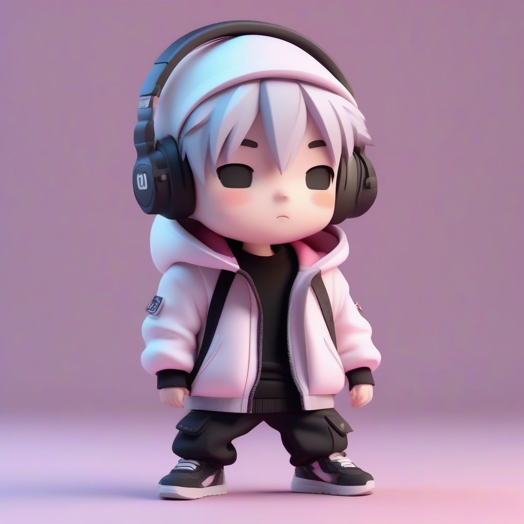 Octane渲染光影：银发街头Q版潮男3D全身模型