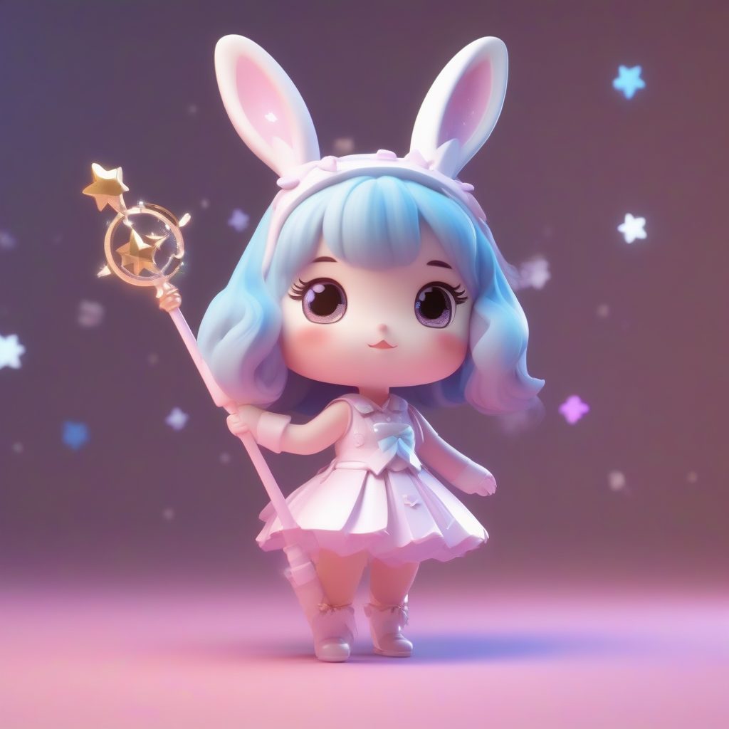 Octane渲染魔法少女兔耳娘:盲盒美学与梦幻马卡龙色调 1 Octane渲染魔法少女兔耳娘:盲盒美学与梦幻马卡龙色调