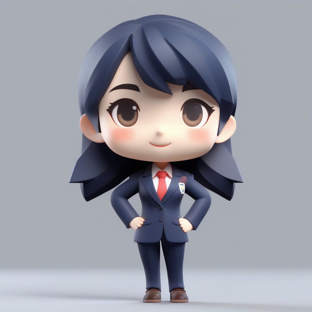 Octane渲染：Q版班主任，抱臂微笑的可爱粘土全身模型