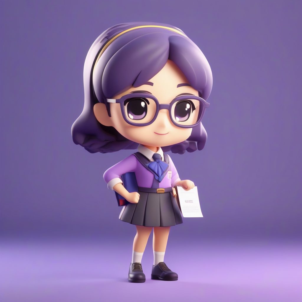 Octane渲染Q版毕业季女教师:自信站姿与卷轴 1 Octane渲染Q版毕业季女教师:自信站姿与卷轴