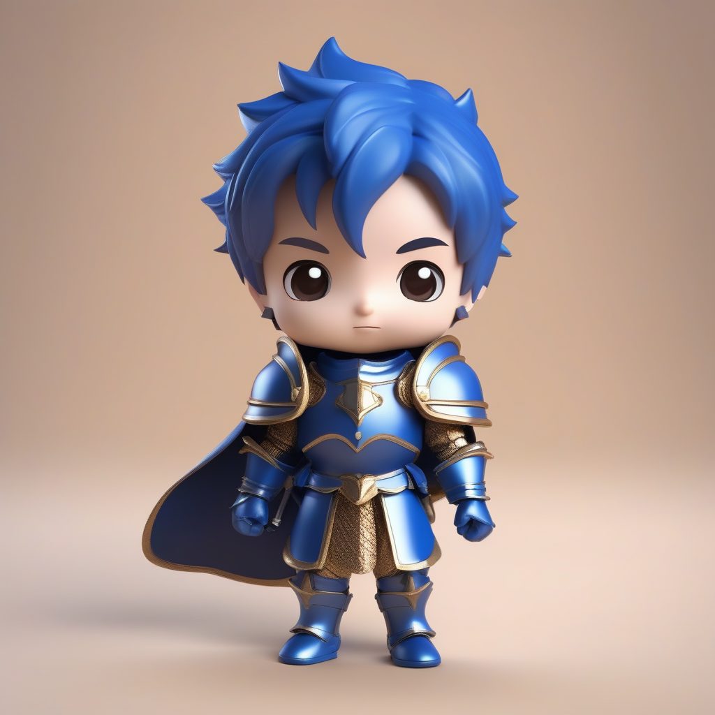 Octane渲染Q版幻想骑士男孩：3D粘土盲盒全身站立设计