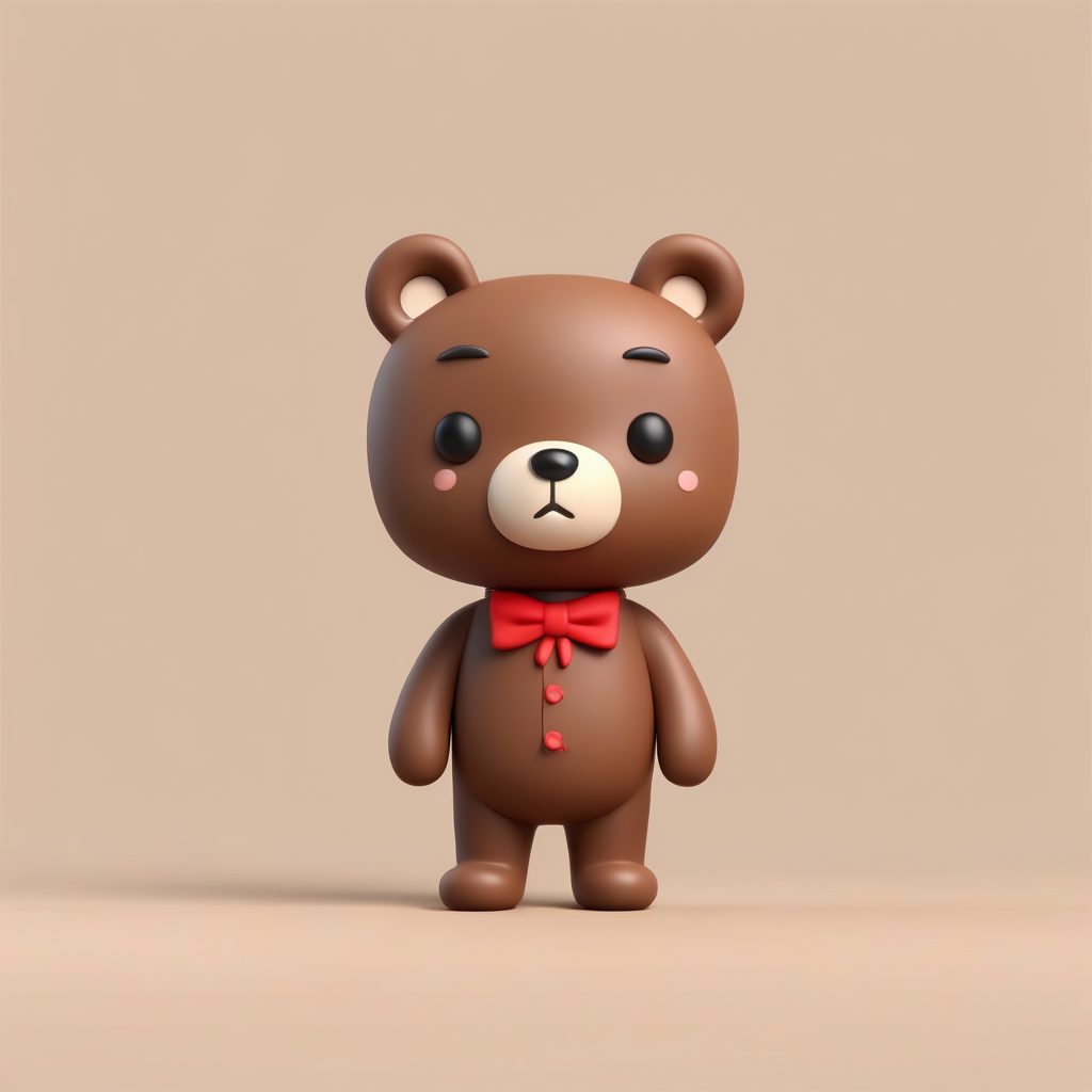 Octane渲染Q版泰迪熊:全身站立,复古哑光粘土 1 Octane渲染Q版泰迪熊:全身站立,复古哑光粘土