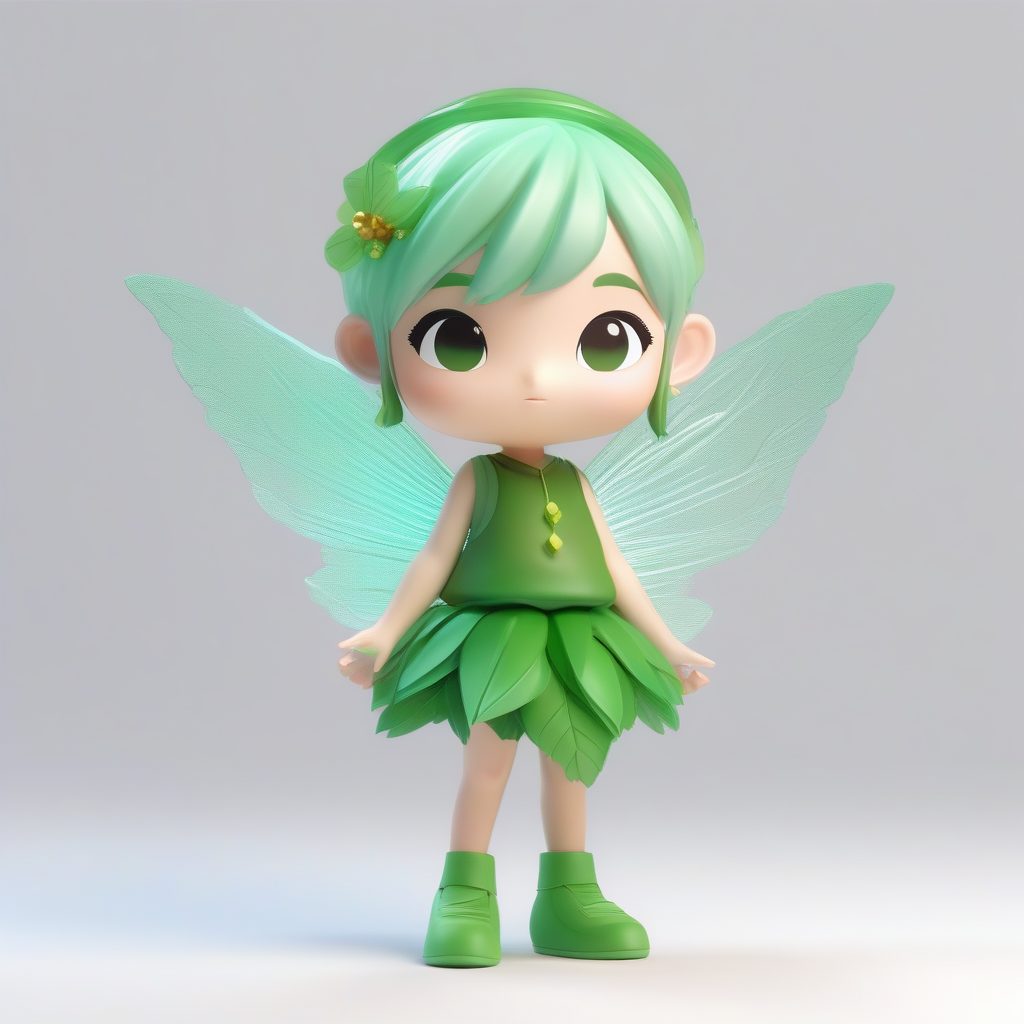 Octane渲染Q版小精灵：全身站立，透明翅膀特效