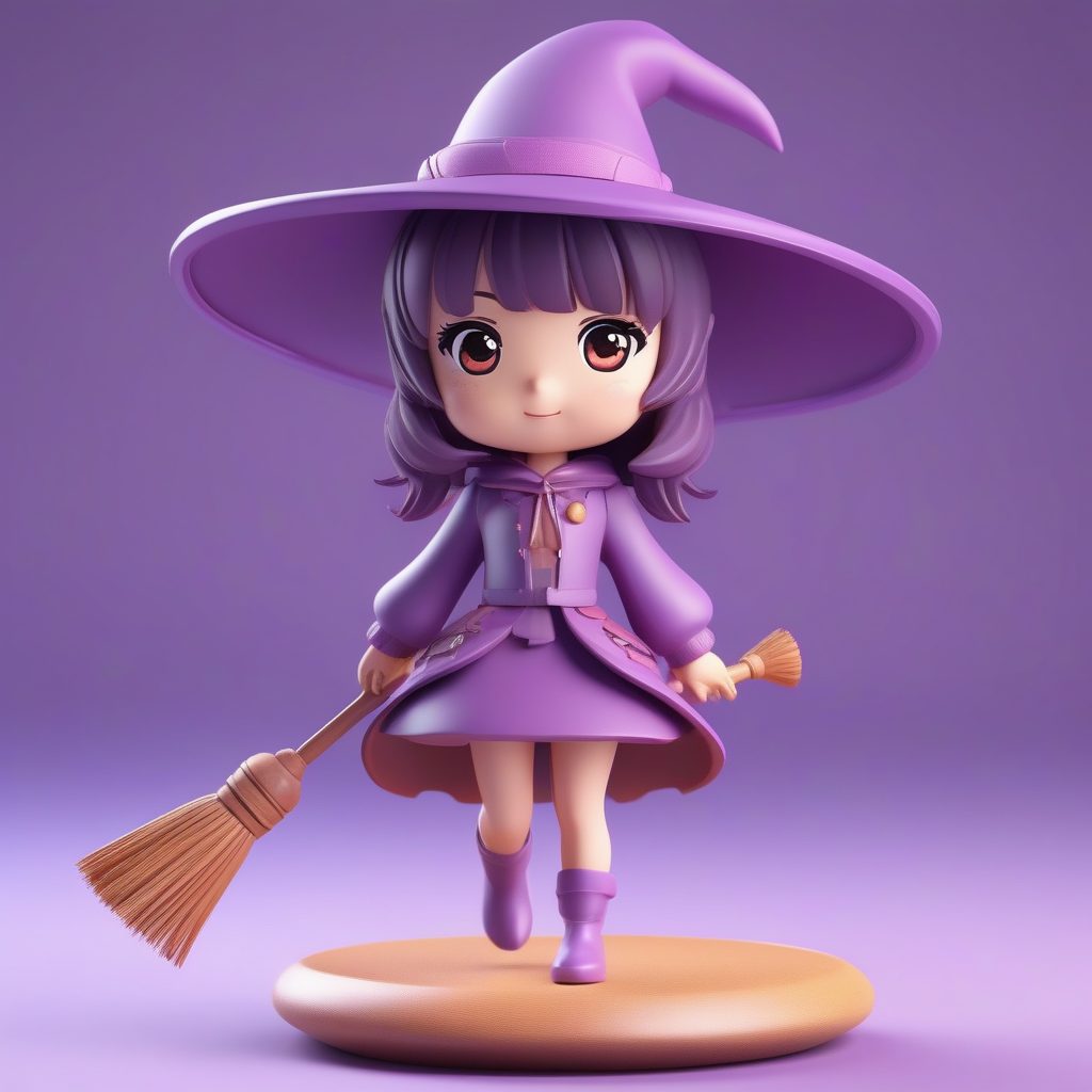 Octane渲染Q版小魔女盲盒手办3D模型提示词