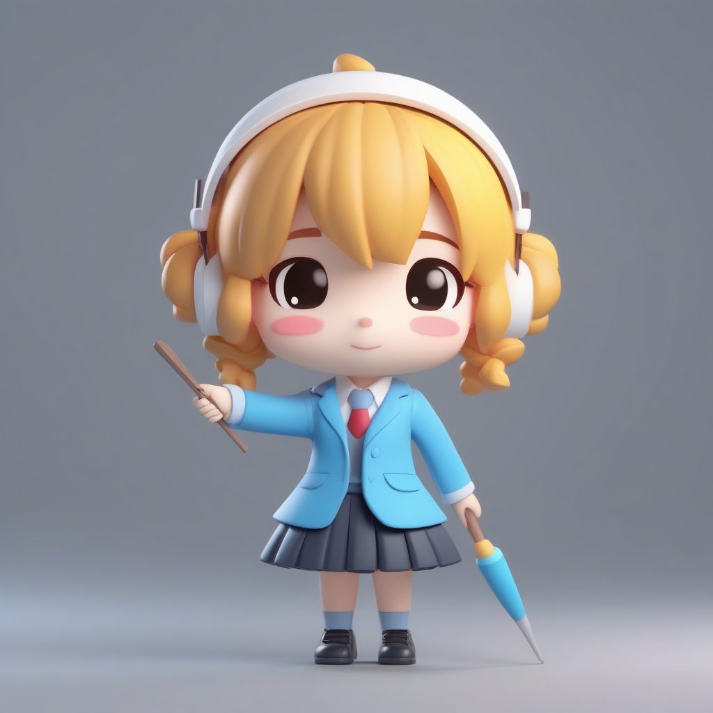 Octane渲染：Q版音乐女教师，持指挥棒的卡哇伊全身盲盒模型