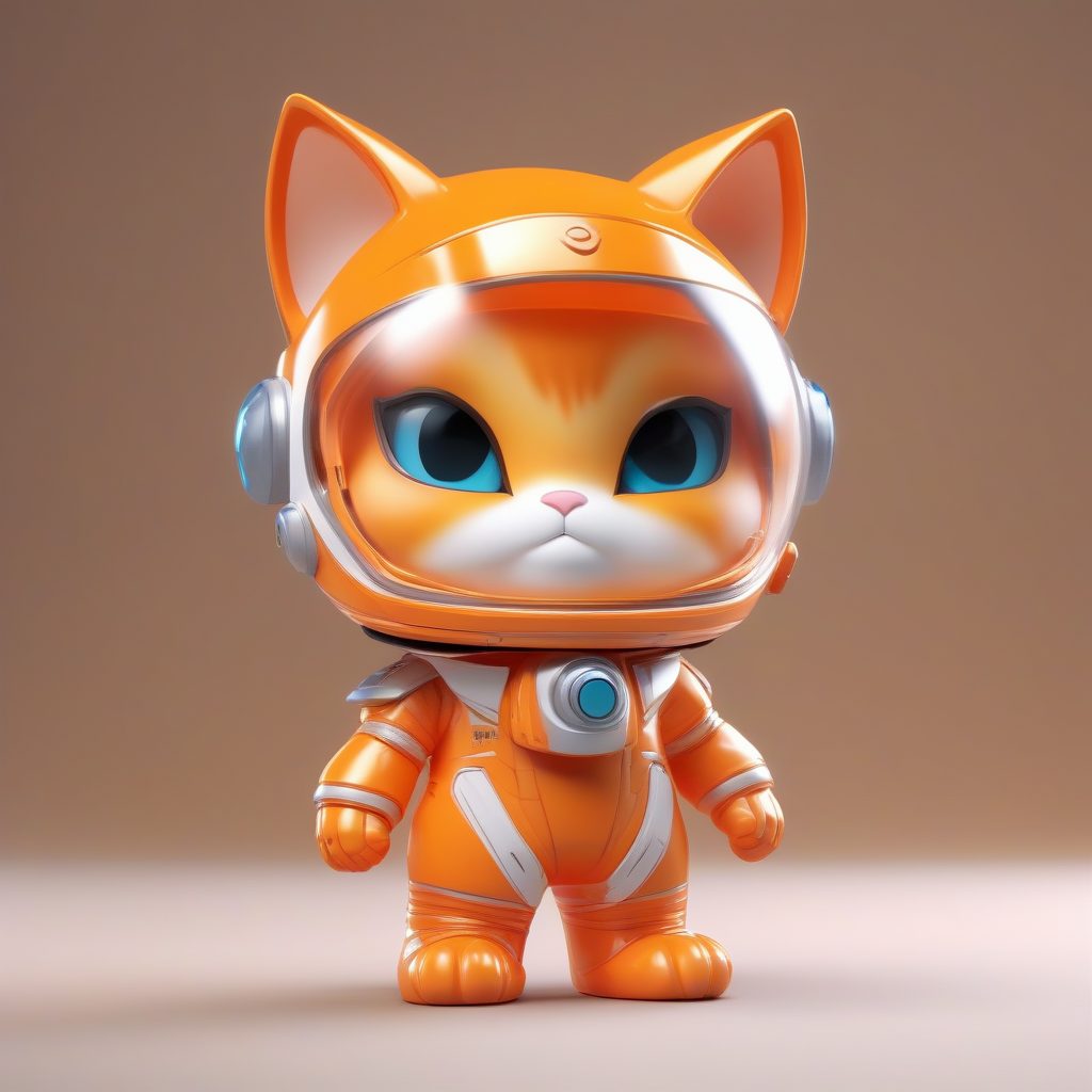 Octane渲染Q版宇航猫：全身站立，玻璃头盔细节