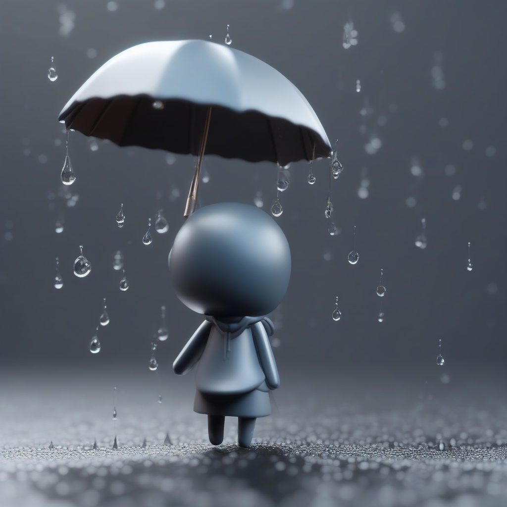 Octane渲染Q版雨伞：3D粘土化全身，透明材质细节