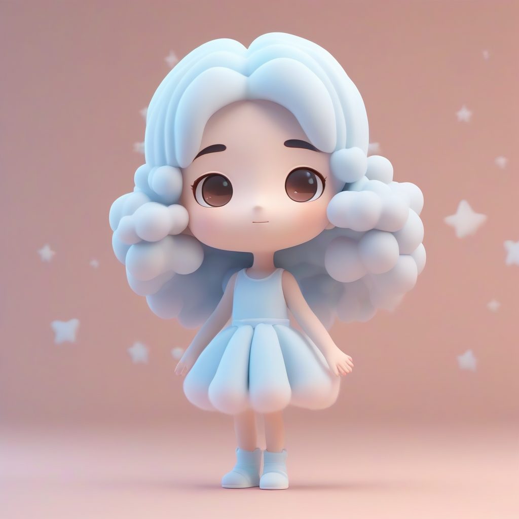 Octane渲染Q版云朵少女:全身站立,蓬松材质细节 7 Octane渲染Q版云朵少女:全身站立,蓬松材质细节