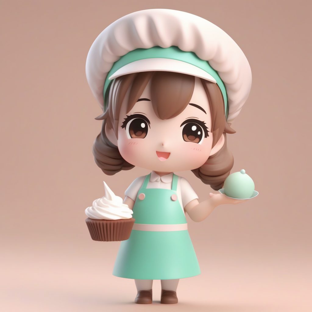 3D盲盒Q版小面包师AI绘画提示词：C4D/Octane渲染、治愈系甜点主题