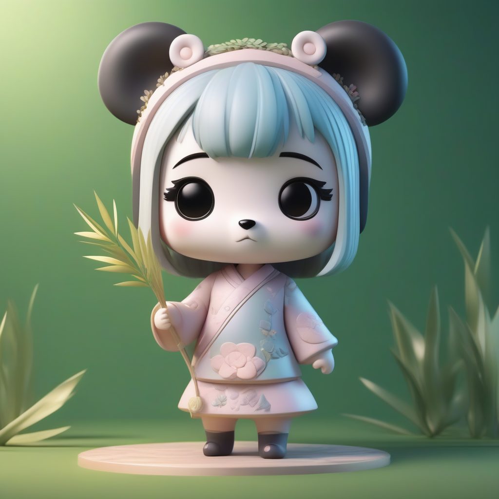 潘达主题：C4D粘土质感Q版中国装盲盒全身站姿