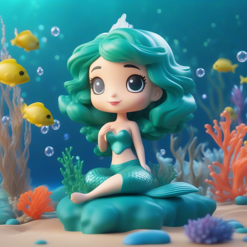 泡泡玛特风：Q版美人鱼公主，海洋梦幻PVC光泽