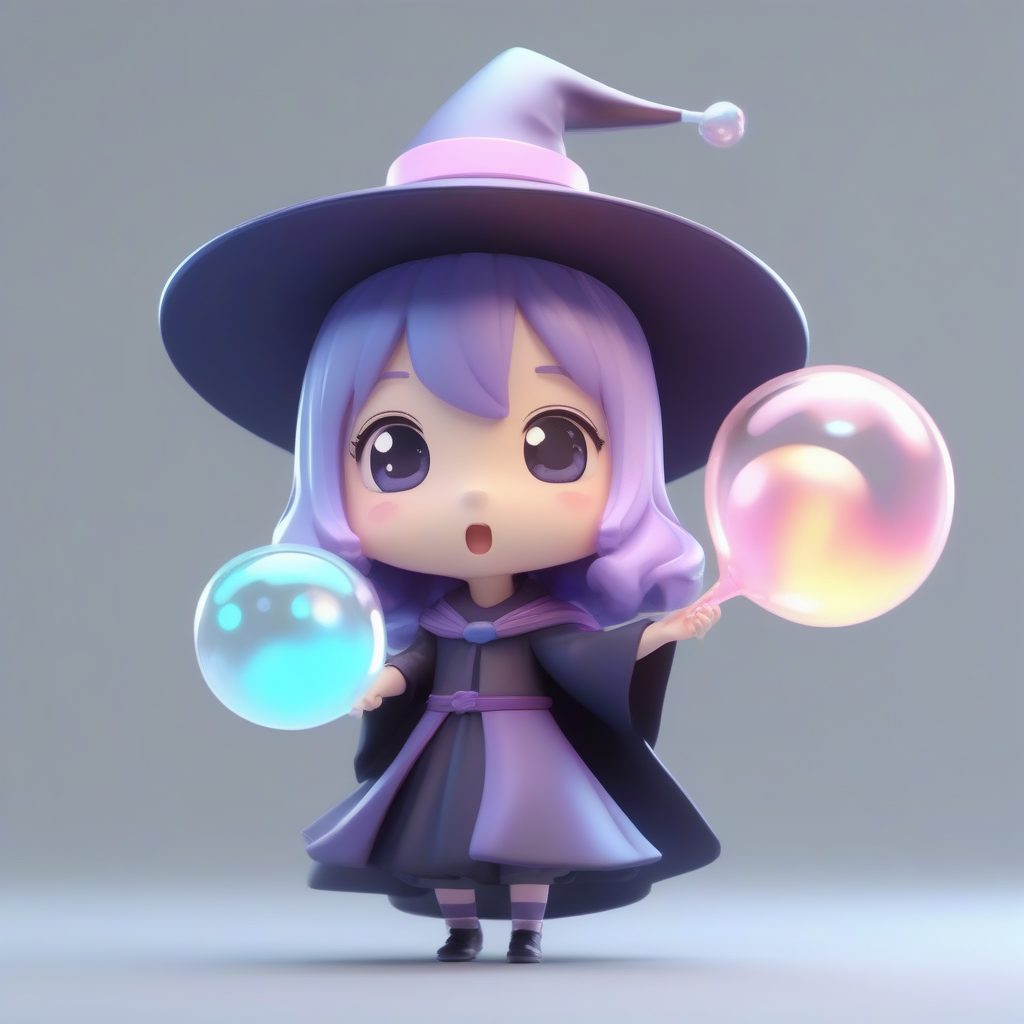 泡泡魔杖小魔女：爱心泡泡高表现力Q版角色卡